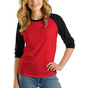 image:imageDecrum Raglan Baseball Shirt Women  Casual Trendy 34 Length Raglan Sleeve Tops for WomenRed  Black Womens Raglan