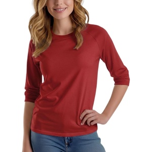 image:imageDecrum Raglan Baseball Shirt Women  Casual Trendy 34 Length Raglan Sleeve Tops for WomenRed Womens Solid Color Raglan
