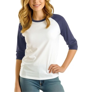 image:imageDecrum Raglan Baseball Shirt Women  Casual Trendy 34 Length Raglan Sleeve Tops for WomenWhite  Denim Blue Womens Raglan