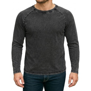 image:imageDecrum Raglan Shirt Men  Crew Neck Baseball Long Sleeve Tee ShirtsBlack Acid Wash