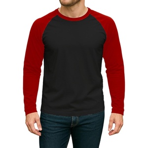 image:imageDecrum Raglan Shirt Men  Crew Neck Baseball Long Sleeve Tee ShirtsBlack Red
