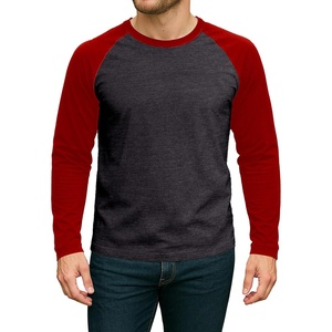 image:imageDecrum Raglan Shirt Men  Crew Neck Baseball Long Sleeve Tee ShirtsCharcoal Grey Red