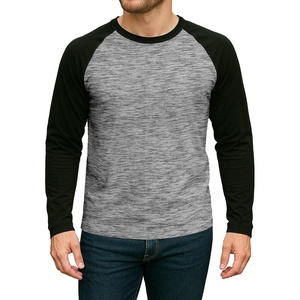 image:imageDecrum Raglan Shirt Men  Crew Neck Baseball Long Sleeve Tee ShirtsMelange Grey Black