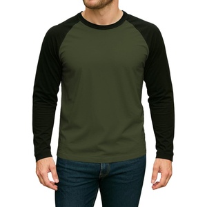 image:imageDecrum Raglan Shirt Men  Crew Neck Baseball Long Sleeve Tee ShirtsMilitary Green Black