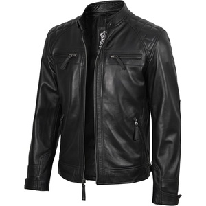 image:imageDecrum Real Lambskin Cafe Racer Leather Jackets for Men Motorcycle StyleBlack