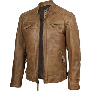 image:imageDecrum Real Lambskin Cafe Racer Leather Jackets for Men Motorcycle StyleCamel