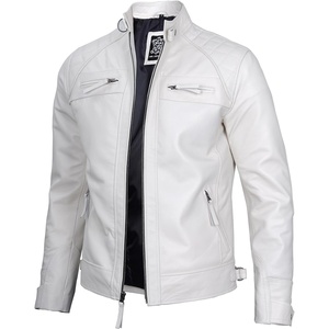 image:imageDecrum Real Lambskin Cafe Racer Leather Jackets for Men Motorcycle StyleOffwhite