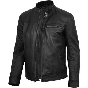 image:imageDecrum Real Lambskin Cafe Racer Men Leather Jacket Casual Fashion OuterwearBlack