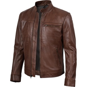image:imageDecrum Real Lambskin Cafe Racer Men Leather Jacket Casual Fashion OuterwearCognac