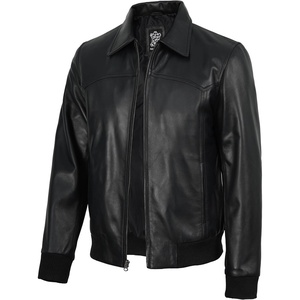 image:imageDecrum Real Lambskin Leather Bomber Jacket Men Classic Casual OuterwearBlack