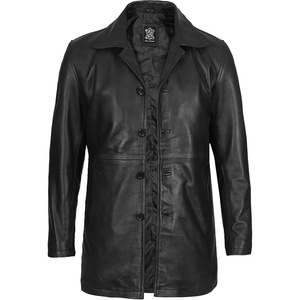 image:imageDecrum Real Lambskin Leather Car Coat Mid Length Long Jackets For MenBlack