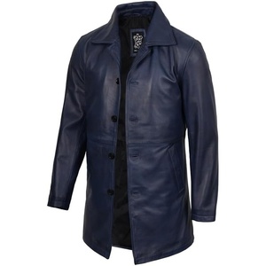 image:imageDecrum Real Lambskin Leather Car Coat Mid Length Long Jackets For MenBlue