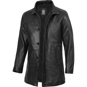 image:imageDecrum Real Lambskin Leather Coat Mid Length Long Jackets For MenBlack
