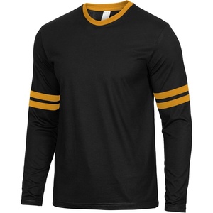 image:imageDecrum Ringer Shirts Men  Crew Neck Stripe Long Sleeves Tee ShirtsBlack  Yellow 2 Stripes Long Sleeve