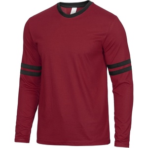 image:imageDecrum Ringer Shirts Men  Crew Neck Stripe Long Sleeves Tee ShirtsMaroon  2 Stripes Long Sleeve