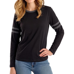 image:imageDecrum Ringer Shirts Women  Crew Neck Stripe Long Sleeves Tops amp TeesBlack  Charcoal