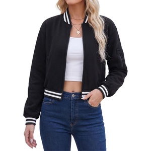 image:imageDecrum Womens Cropped Drop Shoulder Zipper Bomber JacketBlack