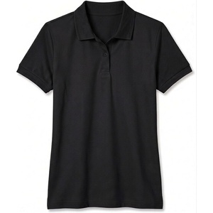 image:imageDecrum Womens Polo Shirts Short Sleeve Casual Office Fashion Collared TeeBlack Womens Rib Polo Shirt