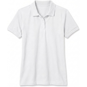 image:imageDecrum Womens Polo Shirts Short Sleeve Casual Office Fashion Collared TeeWhite Womens Rib Polo Shirt