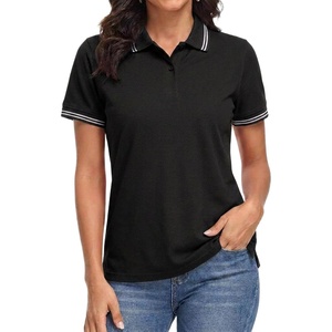image:imageDecrum Womens Polo Shirts Short Sleeve Casual Office Fashion Collared TeesBlack  Womens Single Color Tipping Polo Short Sleeve