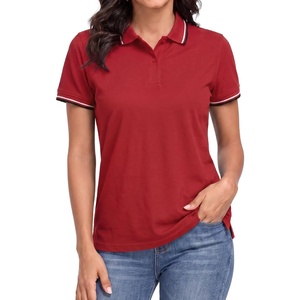 image:imageDecrum Womens Polo Shirts Short Sleeve Casual Office Fashion Collared TeesRed  Womens Dual Color Tipping Polo Short Sleeve