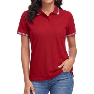 image:imageDecrum Womens Polo Shirts Short Sleeve Casual Office Fashion Collared TeesRed  Womens Single Color Tipping Polo Short Sleeve