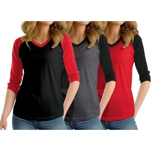 image:imageDecrum Womens Raglan Shirt  34 Length Sleeve V Neck Baseball Tops amp TeesSet 66