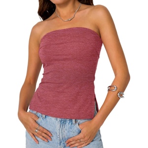 image:imageDecrum Womens Strapless Off Shoulder Tube TopsHeather Pink