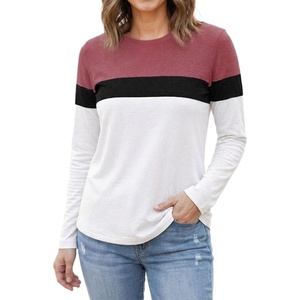 image:imageLong Sleeve Shirts for Women  Multicolor Crew Neck Womens Tops and TeesHeather Pink Black White