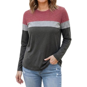 image:imageLong Sleeve Shirts for Women  Multicolor Crew Neck Womens Tops and TeesPink Gray Charcoal