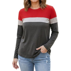 image:imageLong Sleeve Shirts for Women  Multicolor Crew Neck Womens Tops and TeesRed Gray Charcoal