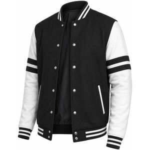 image:imageMen Varsity Jackets  Letterman Bomber Style Baseball Jackets For MensBlack White 2 Stripe