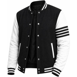 image:imageMen Varsity Jackets  Letterman Bomber Style Baseball Jackets For MensBlack White 4 Stripe