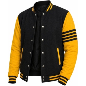 image:imageMen Varsity Jackets  Letterman Bomber Style Baseball Jackets For MensBlack Yellow 4 Stripe