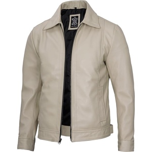 image:imageMens Leather Jacket  Real Lambskin Vintage Style Leather Jackets For MenBeige