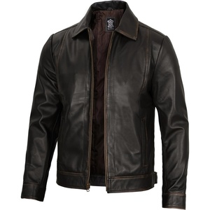 image:imageMens Leather Jacket  Real Lambskin Vintage Style Leather Jackets For MenDark Brown Ruboff