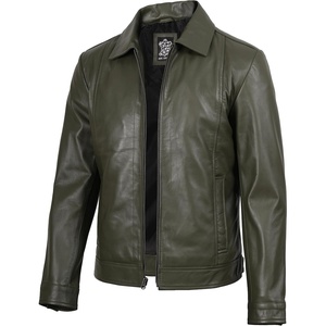 image:imageMens Leather Jacket  Real Lambskin Vintage Style Leather Jackets For MenOlive Green