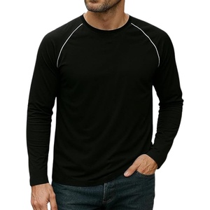 image:imageMens Long Sleeve Tee Shirts  Casual Tipping Crew Neck Raglan TShirtsBlack  Mens White Piping Raglan Shirt