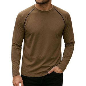 image:imageMens Long Sleeve Tee Shirts  Casual Tipping Crew Neck Raglan TShirtsBrown  Mens Black Piping Raglan Shirt