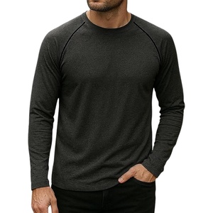 image:imageMens Long Sleeve Tee Shirts  Casual Tipping Crew Neck Raglan TShirtsCharcoal  Mens Black Piping Raglan Shirt