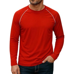 image:imageMens Long Sleeve Tee Shirts  Casual Tipping Crew Neck Raglan TShirtsRed  Mens Piping Raglan Shirt Long Sleeves