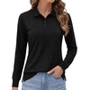 image:imageDecrum Casual Long Sleeve Polo Shirts for WomenWomens Lgs Rib Polo Shirt  Black