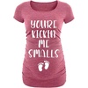 image:imageGraphic Maternity Shirts for Women  Kicking Me Small Funny Pregnancy TopsHeather Pink