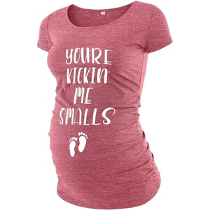 image:imageGraphic Maternity Shirts for Women  Kicking Me Small Funny Pregnancy TopsHeather Pink