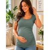image:imageDecrum Maternity Shirts for Women  Soft Side Ruched Womens Pregnancy TopsGreen