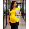 image:imageDecrum Maternity Shirts for Women  Soft Side Ruched Womens Pregnancy TopsYellow
