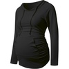 image:imageHooded Maternity Long Sleeve Shirt  Pregnancy Full Sleeves Tops for WomenBlack