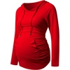 image:imageHooded Maternity Long Sleeve Shirt  Pregnancy Full Sleeves Tops for WomenRed
