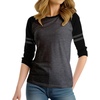 image:imageDecrum 34 Sleeve Tops for Women  Striped Sleeve Casual Raglan Baseball Shirt WomenCharcoal Grey Black