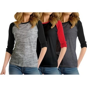 image:imagePack Of 3 Raglan Shirt Women 34 Sleeves Crew Neck Multipack Baseball TeesPack of 3  Set13